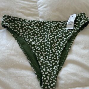 PacSun Green Floral Ribbed Bikini Bottoms